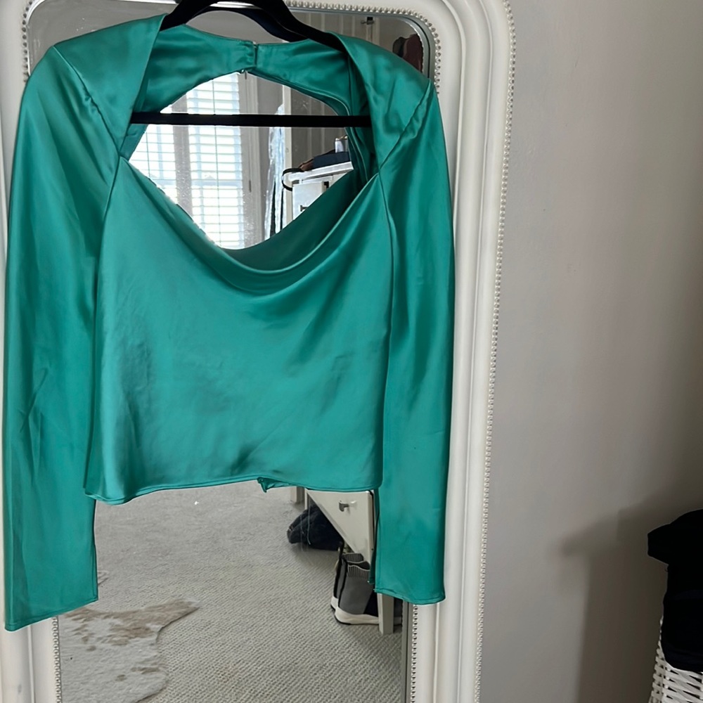 C/MEO X Revolve blouse in mint